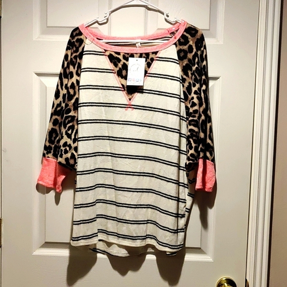 Leopard and stripe Honeyme top